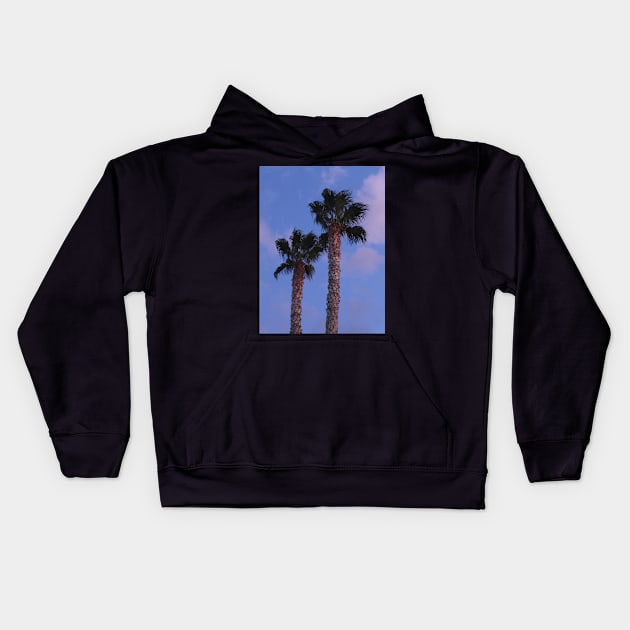 Two Palm Trees at Night Kids Hoodie by Sandraartist